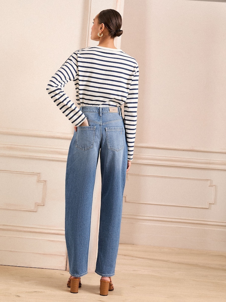 Love & Roses Mid Wash Blue Barrel Leg Jeans - Image 5 of 5