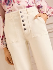 Love & Roses Ecru Wide Leg Button Fly Jeans - Image 3 of 4