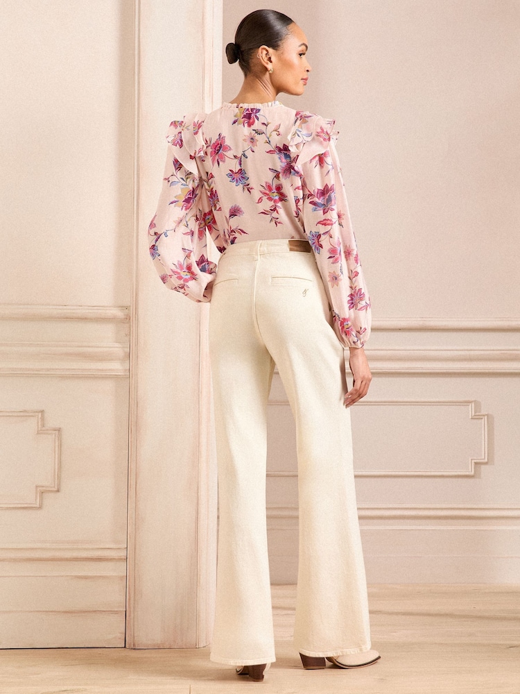 Love & Roses Ecru Wide Leg Button Fly Jeans - Image 4 of 4