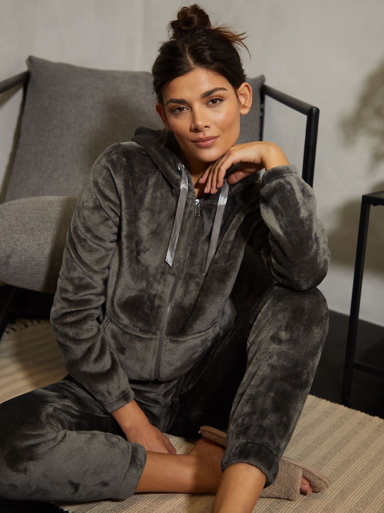 Threadbare Grey Velour Loungewear Set - Image 2 of 3