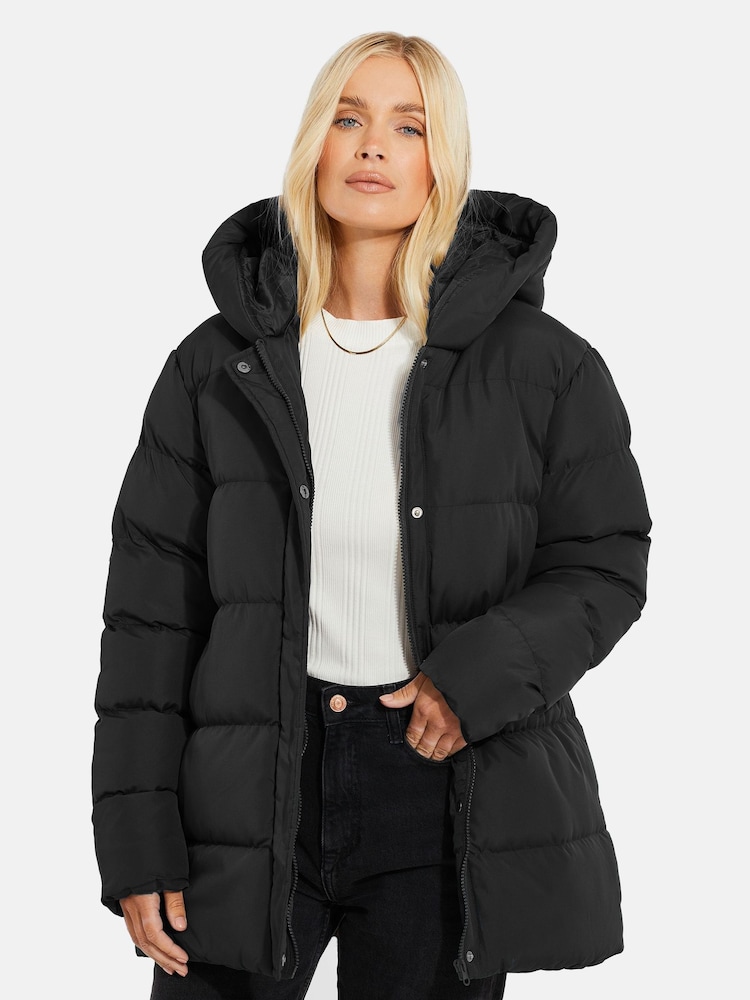 Threadbare Black Hooded Padded Jacket - Image 1 of 5