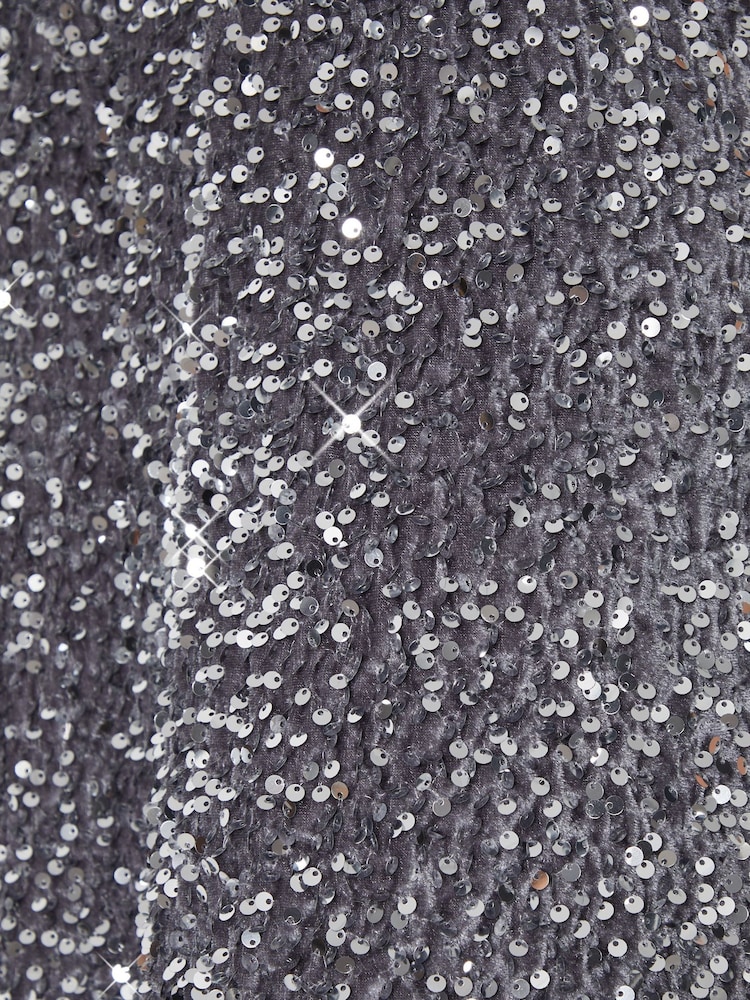 Threadbare Silver Leopard Sequin Mini Party Dress - Image 6 of 6