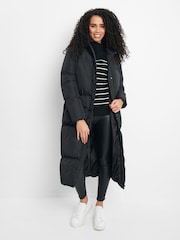 Threadbare Black Petite Longline Hooded Padded Coat - Image 1 of 4