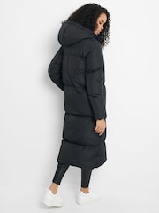 Threadbare Black Petite Longline Hooded Padded Coat - Image 2 of 4
