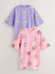 Pink/Purple Avocado Print Nighties 2 Pack (3-16yrs) - Image 1 of 7