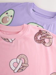 Pink/Purple Avocado Print Nighties 2 Pack (3-16yrs) - Image 5 of 7