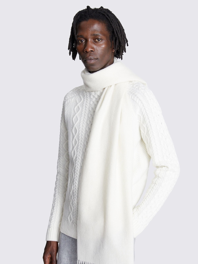 MOSS White Melange Cashmere Blend Winter Scarf - Image 3 of 3