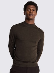 MOSS Brown Merino Mock Neck Jumper - Image 1 of 5