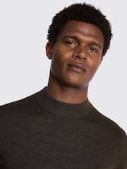 MOSS Brown Merino Mock Neck Jumper - Image 3 of 5