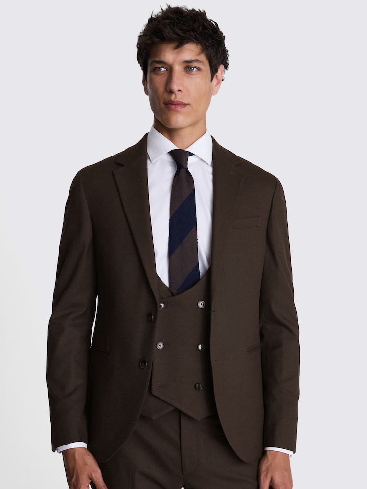 MOSS Brown Slim Fit Brown Flannel Jacket - Image 1 of 1