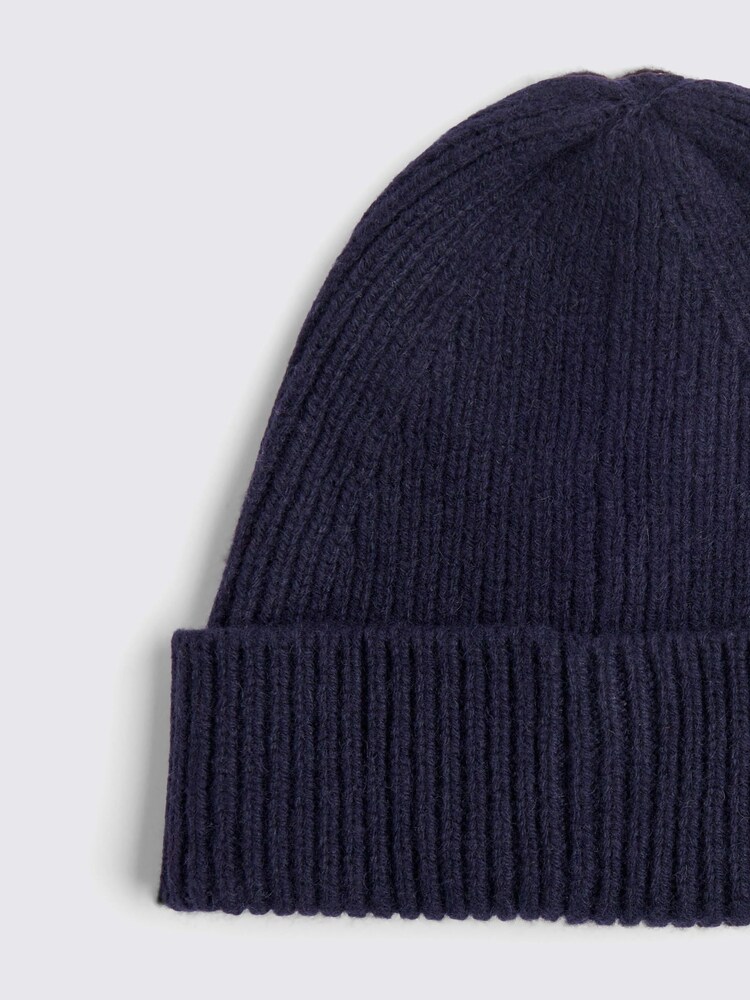 MOSS Blue Cashmere Blend Ribbed Beanie - Image 2 of 3