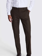 MOSS Brown Slim Fit Brown Flannel Trousers - Image 1 of 3