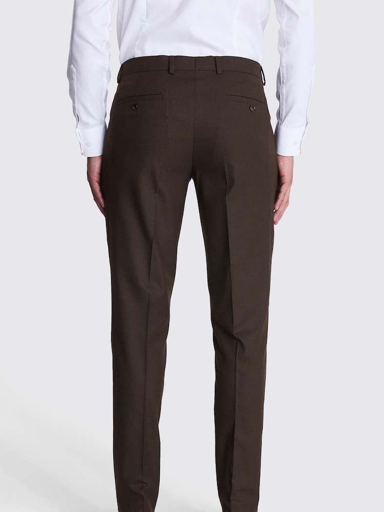 MOSS Brown Slim Fit Brown Flannel Trousers - Image 2 of 3