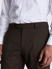 MOSS Brown Slim Fit Brown Flannel Trousers - Image 3 of 3