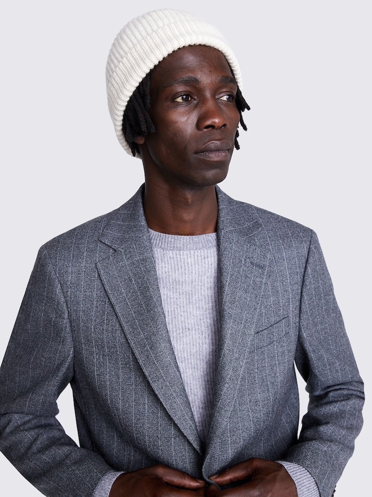 MOSS White Cashmere Blend Ribbed Beanie - Image 3 of 3