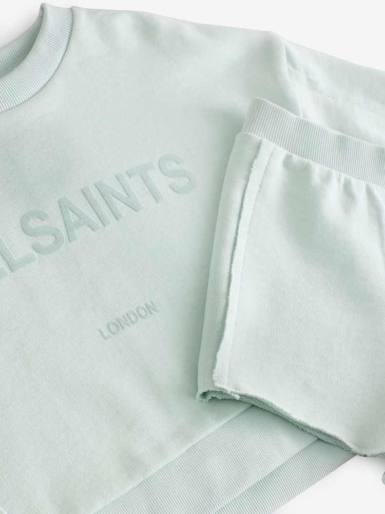 smALLSAINTS Blue Younger Girls Oversized Logo Sweatshirt and Shorts Set - Image 8 of 8