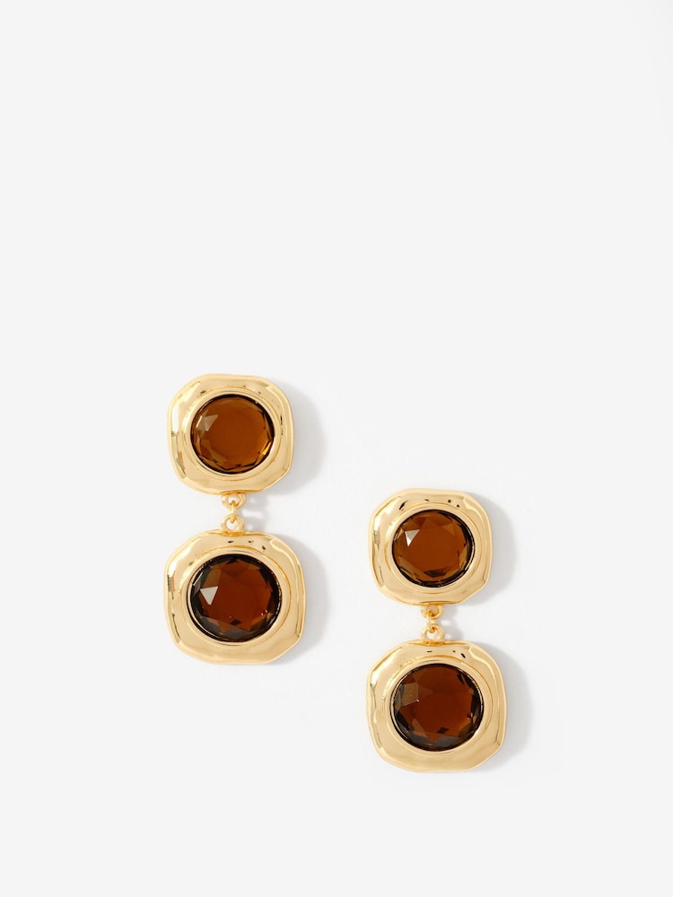 Mint Velvet Brown Resin Drop Earrings - Image 1 of 3