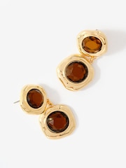 Mint Velvet Brown Resin Drop Earrings - Image 3 of 3