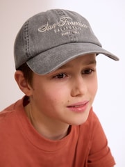 Washed Charcoal Grey 100% Cotton Baseball Cap Hat (3mths-16yrs) - Image 1 of 5