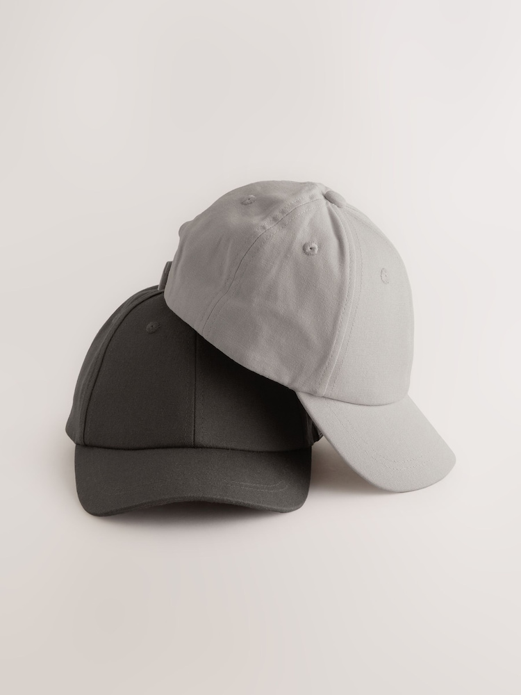 Grey/Charcoal Baseball 100% Cotton Caps 2 Pack (3mths-16yrs) - Image 1 of 4
