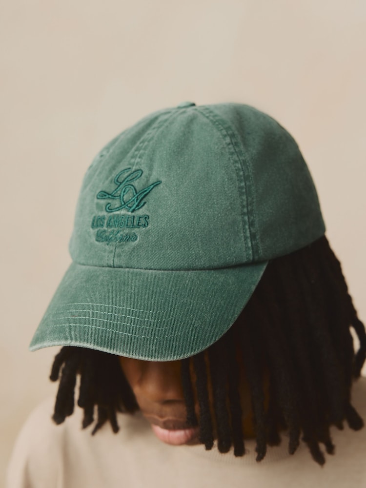 Washed Green 100% Cotton Baseball Cap Hat (3mths-16yrs) - Image 2 of 6