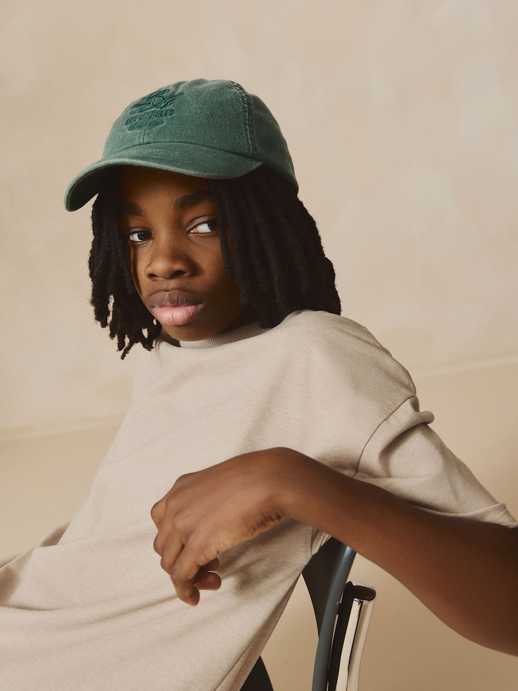 Washed Green 100% Cotton Baseball Cap Hat (3mths-16yrs) - Image 3 of 6