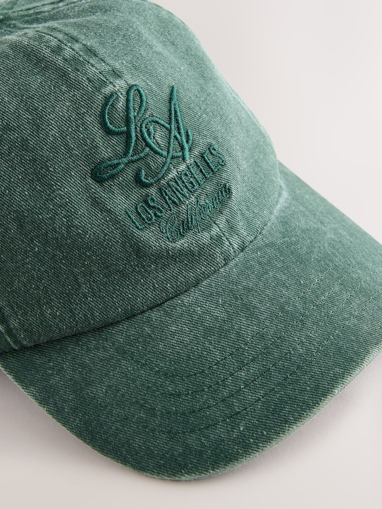 Washed Green 100% Cotton Baseball Cap Hat (3mths-16yrs) - Image 5 of 6