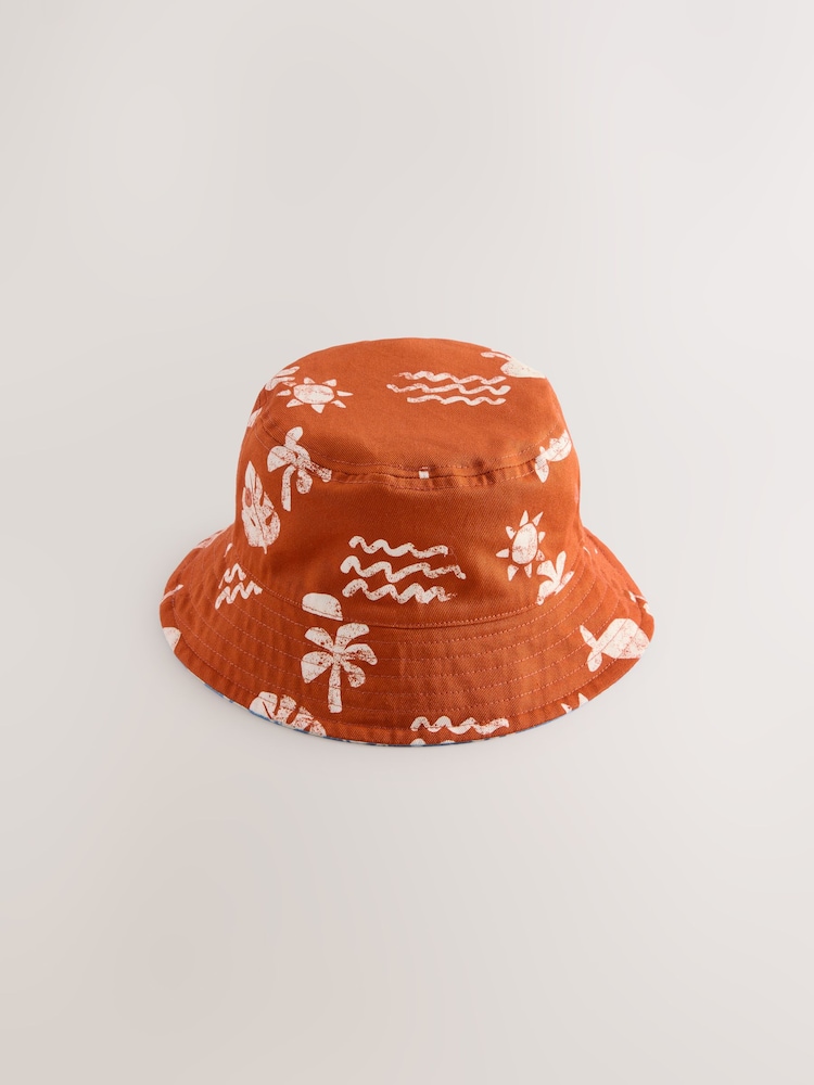 Seaside Print Print Reversible Bucket 100% Cotton Hat (3mths-10yrs) - Image 2 of 3