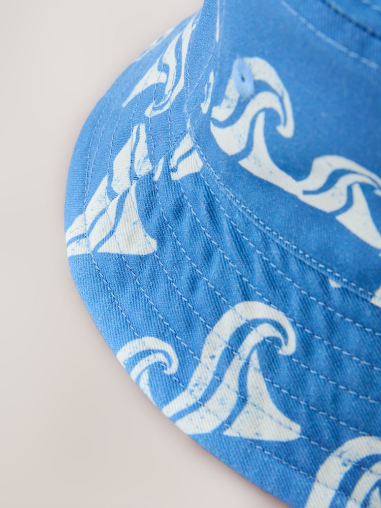 Seaside Print Print Reversible Bucket 100% Cotton Hat (3mths-10yrs) - Image 3 of 3