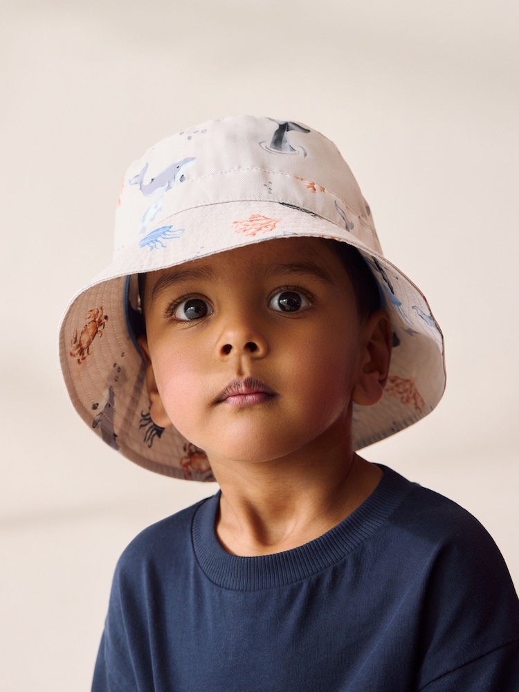 Sea Creature Print 100% Cotton Bucket Hat (3mths-10yrs) - Image 1 of 5