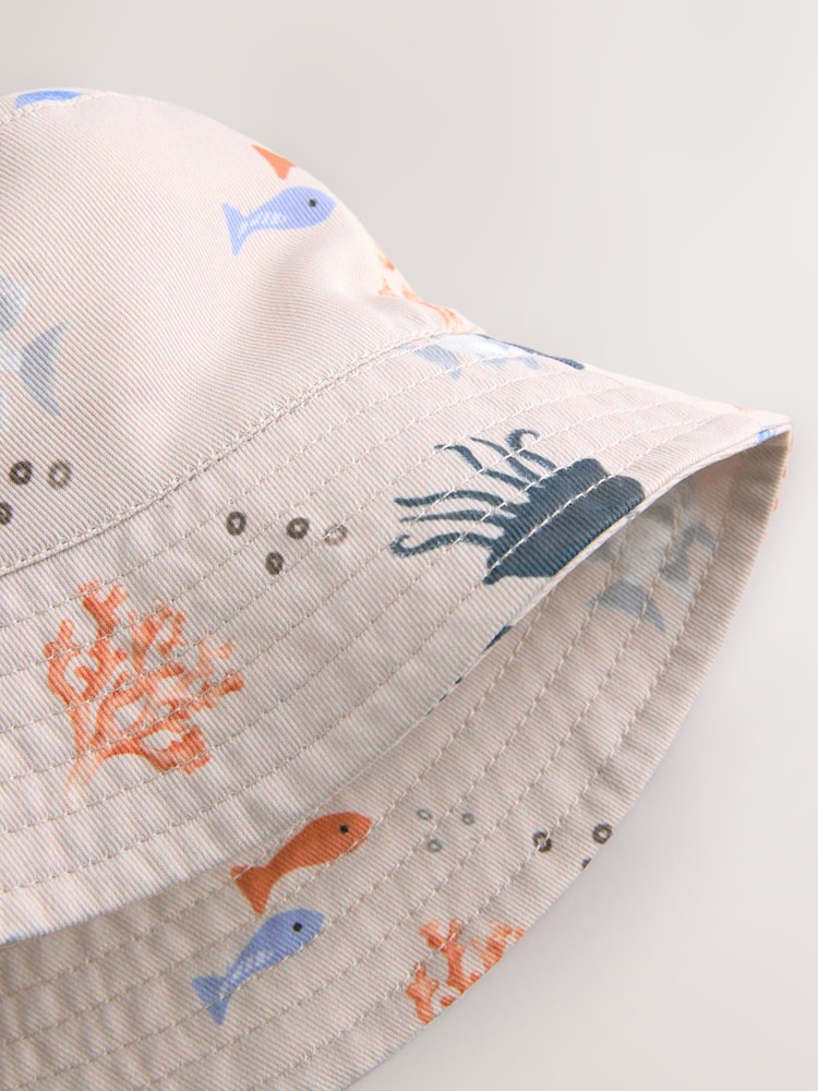 Sea Creature Print 100% Cotton Bucket Hat (3mths-10yrs) - Image 2 of 5