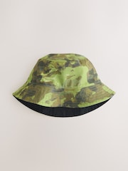 Camouflage/Black 100% Cotton Reversible Bucket Hat (1-16yrs) - Image 1 of 8