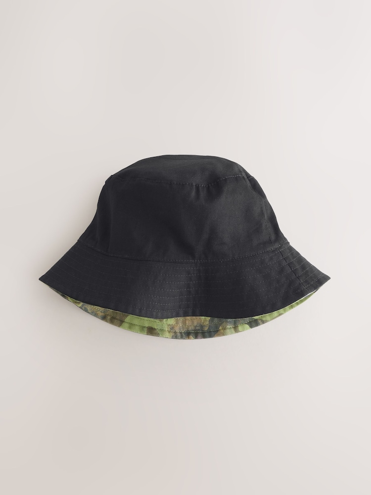 Camouflage/Black 100% Cotton Reversible Bucket Hat (1-16yrs) - Image 2 of 8