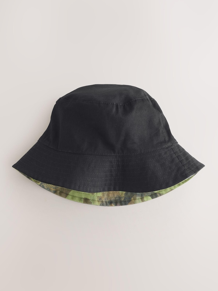 Camouflage/Black 100% Cotton Reversible Bucket Hat (1-16yrs) - Image 5 of 8