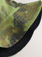 Camouflage/Black 100% Cotton Reversible Bucket Hat (1-16yrs) - Image 6 of 8