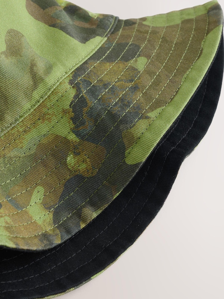 Camouflage/Black 100% Cotton Reversible Bucket Hat (1-16yrs) - Image 6 of 8