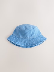 Blue 100% Cotton  Washed Bucket Hat (3mths-16yrs) - Image 3 of 5