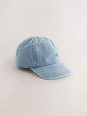 Washed Blue Denim 100% Cotton Baseball Cap Hat (3mths-16yrs) - Image 1 of 3