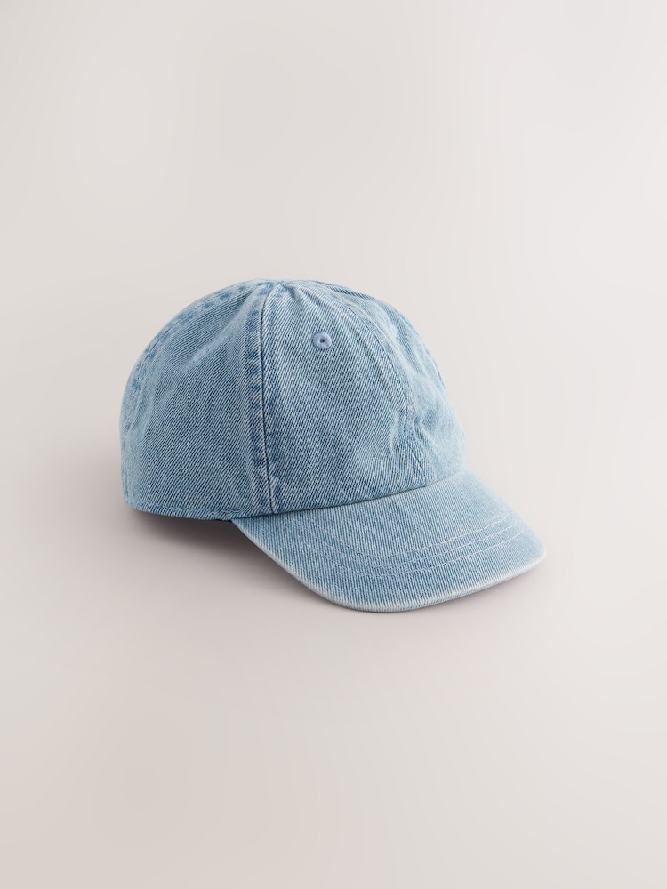 Washed Blue Denim 100% Cotton Baseball Cap Hat (3mths-16yrs) - Image 1 of 3