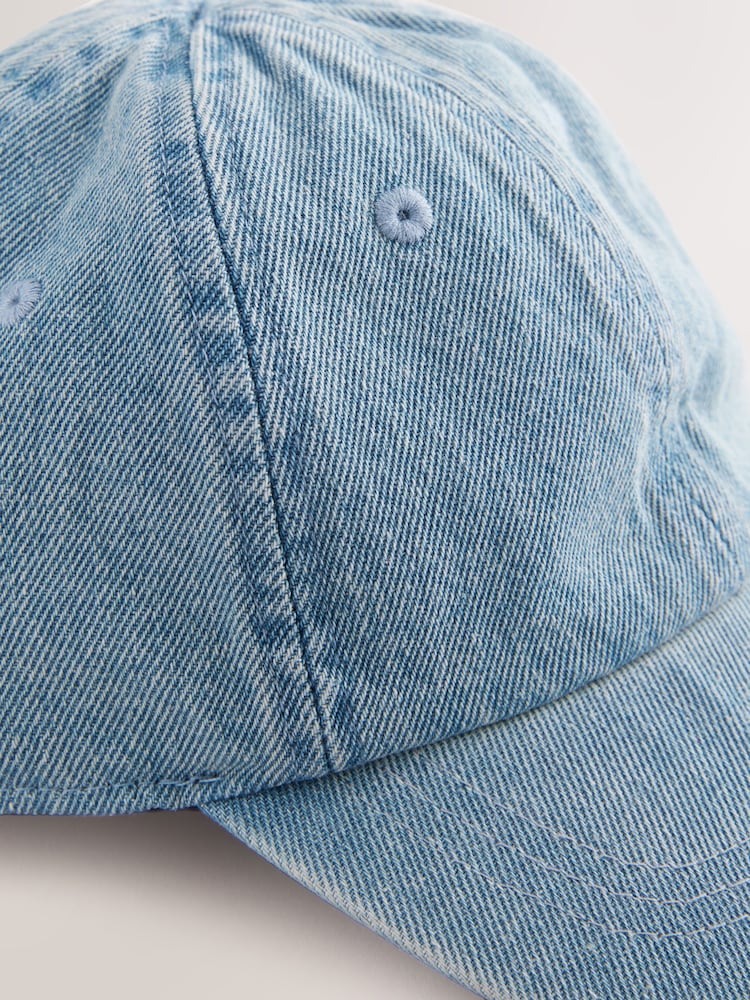 Washed Blue Denim 100% Cotton Baseball Cap Hat (3mths-16yrs) - Image 2 of 3