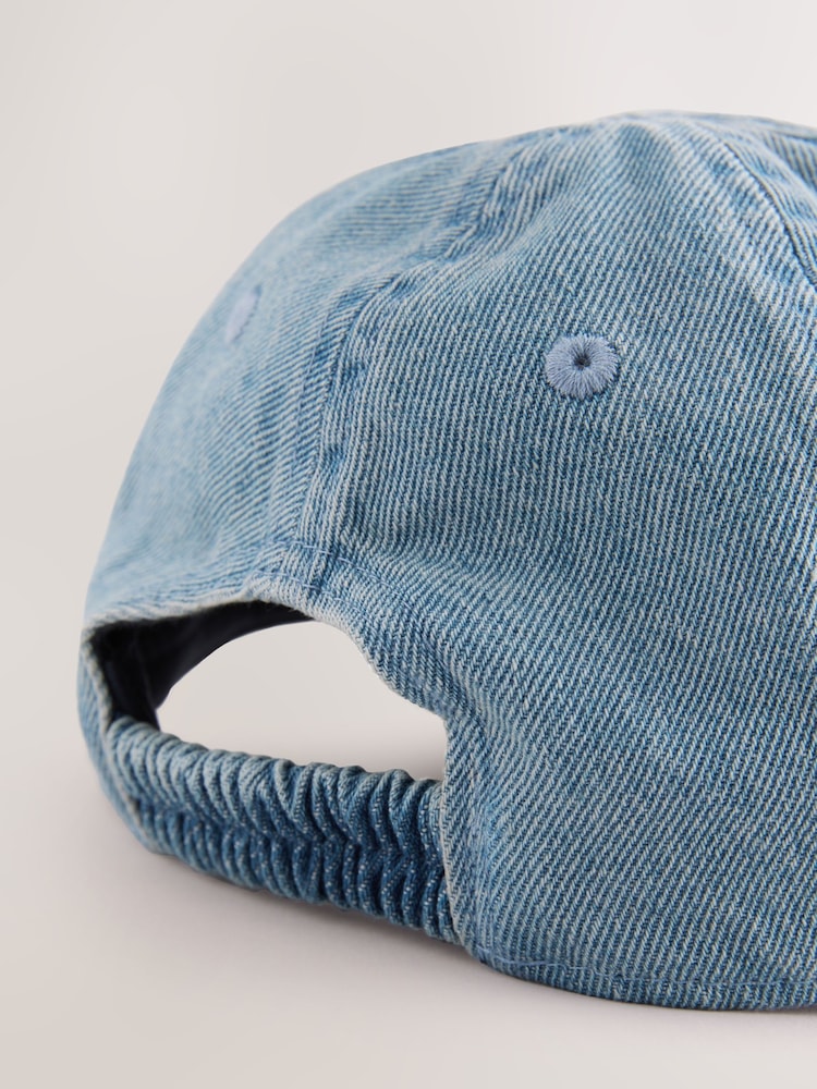 Washed Blue Denim 100% Cotton Baseball Cap Hat (3mths-16yrs) - Image 3 of 3