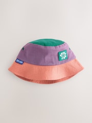 Purple/Blush 100% Cotton Colourblock Bucket Hat (3mths-10yrs) - Image 3 of 6