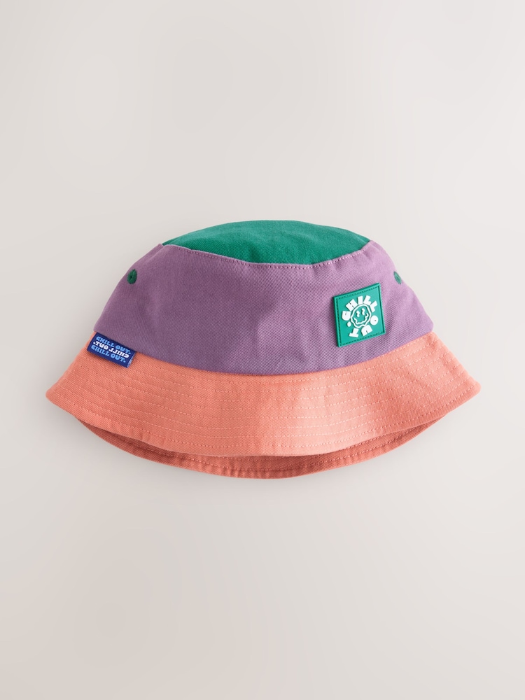 Purple/Blush 100% Cotton Colourblock Bucket Hat (3mths-10yrs) - Image 3 of 6