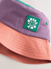 Purple/Blush 100% Cotton Colourblock Bucket Hat (3mths-10yrs) - Image 5 of 6