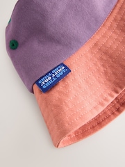 Purple/Blush 100% Cotton Colourblock Bucket Hat (3mths-10yrs) - Image 6 of 6