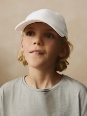 White Canvas 100% Cotton Cap 1-16 years (3mths-16yrs) - Image 2 of 6