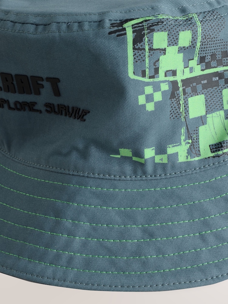 Grey/Green Minecraft Bucket 100% Cotton Hat (3-16yrs) - Image 5 of 5