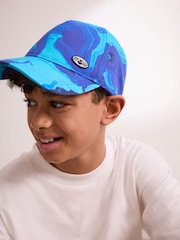 Azul con estampado marmolado - 100% Cotton Baseball Cap Hat (1-16yrs) - Imagen 1 de 5