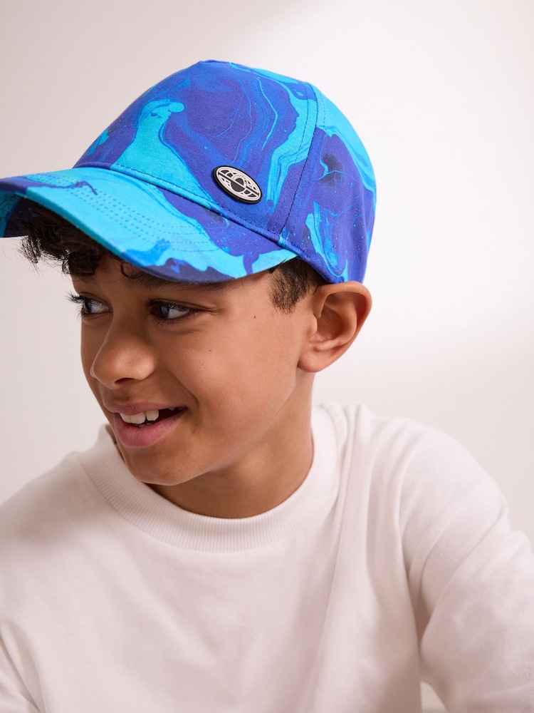 Azul con estampado marmolado - 100% Cotton Baseball Cap Hat (1-16yrs) - Imagen 1 de 5