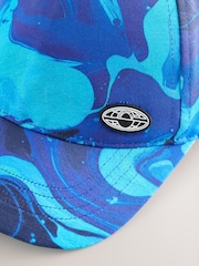 Azul con estampado marmolado - 100% Cotton Baseball Cap Hat (1-16yrs) - Imagen 4 de 5